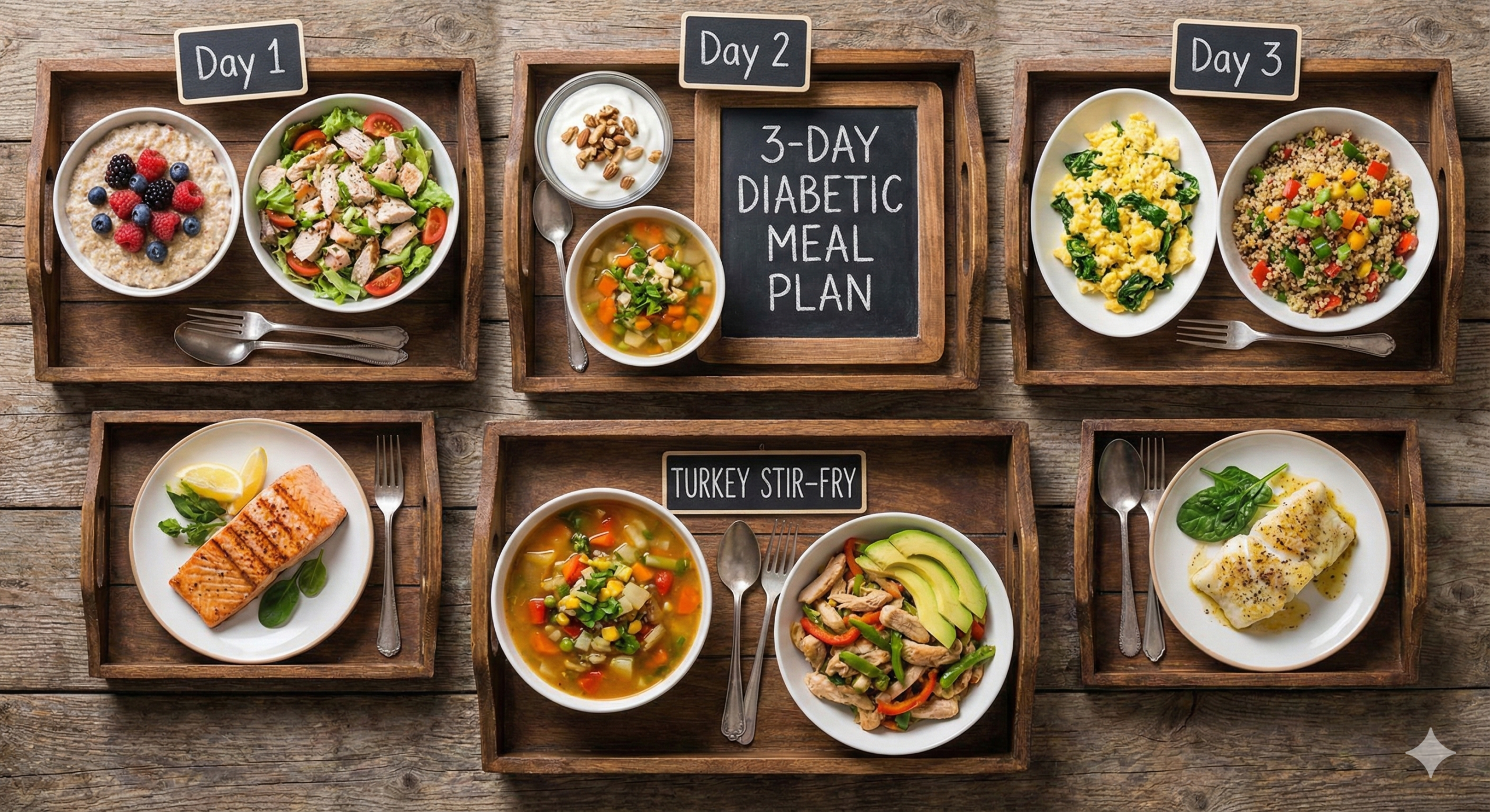 Healthy 3-Day Diabetic Meal Plan with fresh vegetables and lean proteins