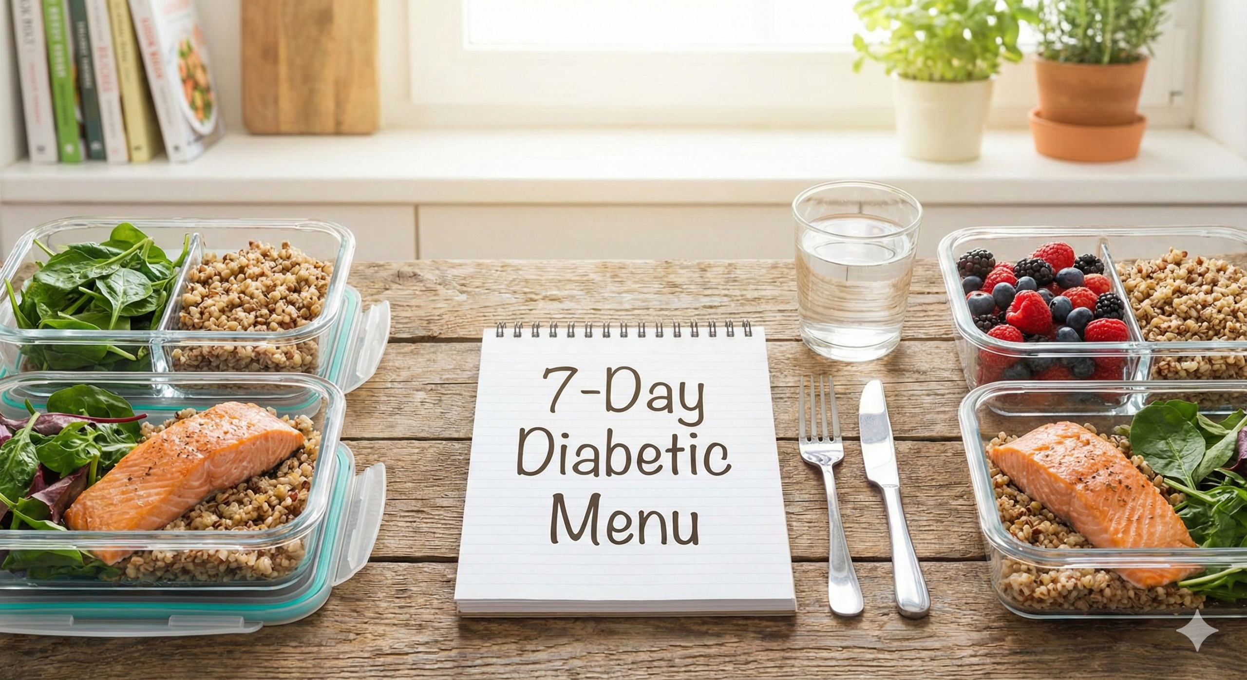 7-Day Diabetic Menu Plan showing healthy balanced meals