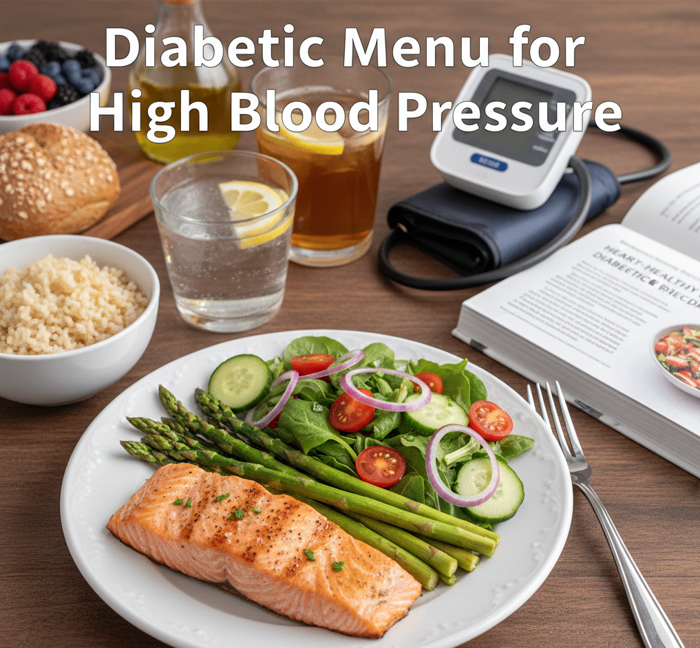 Healthy meal prep for diabetes and high blood pressure featuring salmon and vegetables