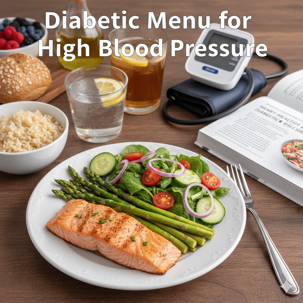 Healthy meal prep for diabetes and high blood pressure featuring salmon and vegetables
