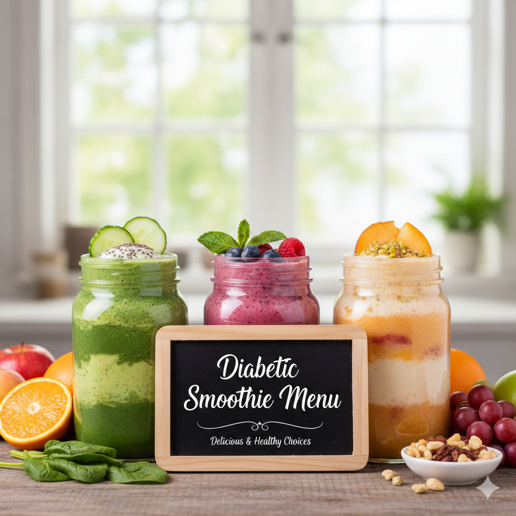 Fresh green diabetic friendly smoothie with spinach and avocado