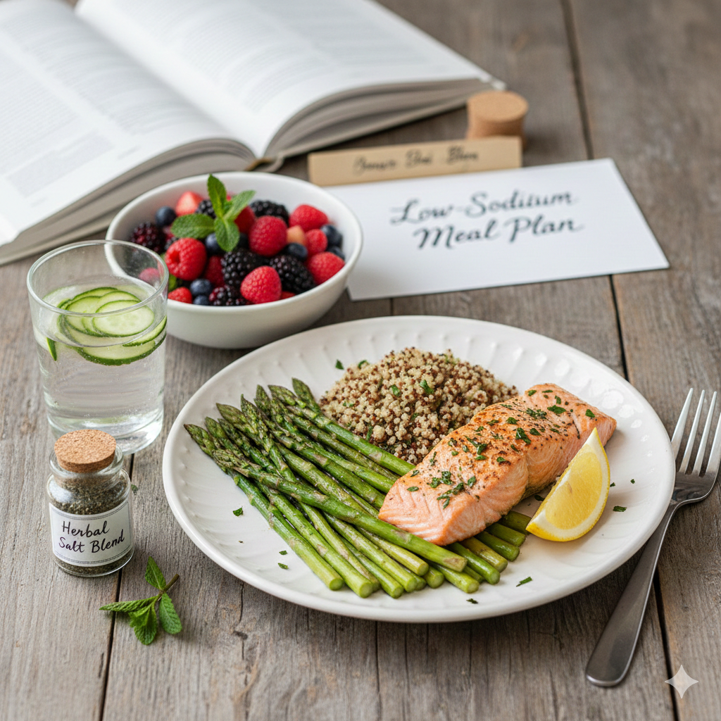 Fresh herbs and spices replacing salt shaker for diabetic health