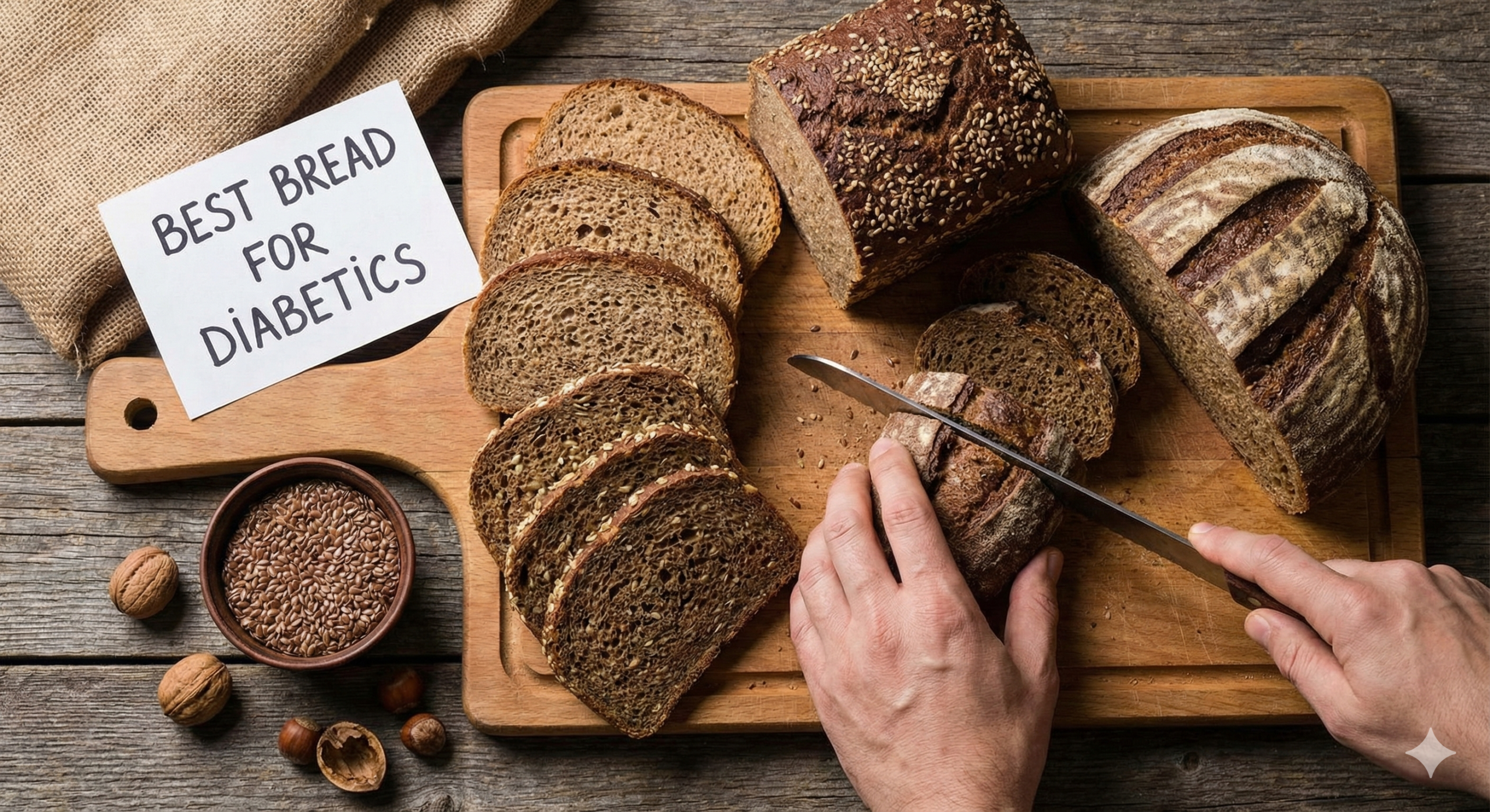 Assortment of healthy whole grain, sprouted, and sourdough breads